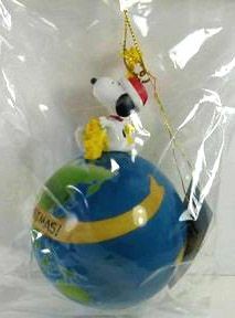 ADLER SNOOPY AND WOODSTOCK ON EARTH ORNAMENT