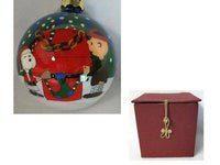 ADLER CHARLIE BROWN AND SNOOPY DOGHOUSE GLASS BALL ORNAMENT