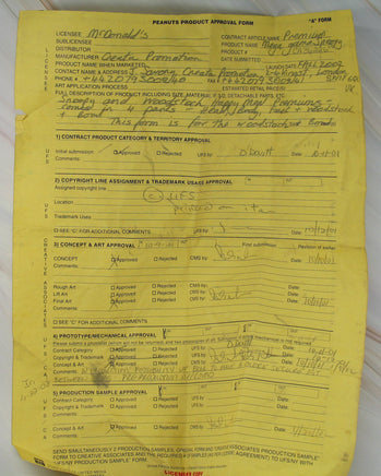 2001 Snoopy McDonald's Happy Meal Prototype Toy Set - "Mega Game Snoopy" Promotion (Includes Original Hand - Written Order!) VERY RARE! - snoopn4pnuts.com