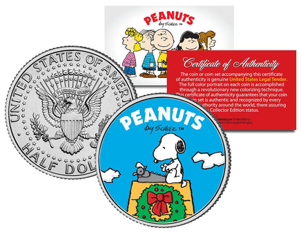 Snoopy Christmas JFK Kennedy Half Dollar U.S. Coin - Licensed - snoopn4pnuts.com