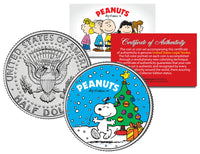 Snoopy Christmas JFK Kennedy Half Dollar U.S. Coin With Stand - Licensed