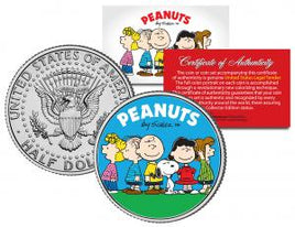 Peanuts Gang Colorized JFK Kennedy Half Dollar U.S. Coin - Licensed - snoopn4pnuts.com