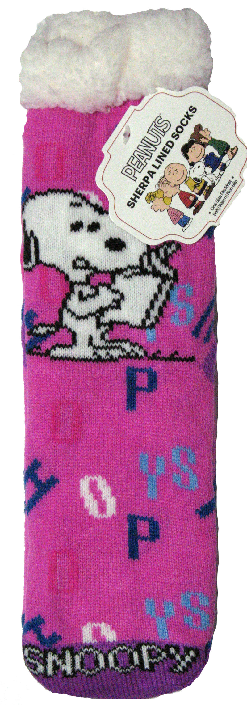 Peanuts Sherpa-Lined Crew-Length Slipper Socks - Snoopy All