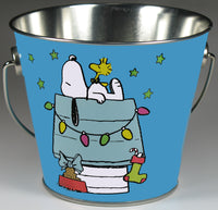 Peanuts Metal Christmas Pail - Merry and Bright - snoopn4pnuts.com