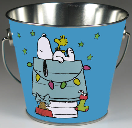 Peanuts Metal Christmas Pail - Merry and Bright - snoopn4pnuts.com
