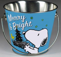 Peanuts Metal Christmas Pail - Merry and Bright - snoopn4pnuts.com