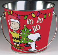 Peanuts Metal Christmas Pail - Ho Ho Ho