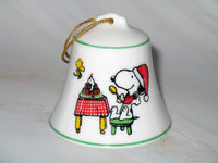 1977 Peanuts Porcelain Christmas Bell Ornament - Happy Holidays - snoopn4pnuts.com