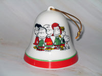 Mid-1970's Peanuts Porcelain Christmas Bell Ornament - Together Time
