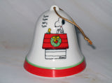 Mid-1970's Peanuts Porcelain Christmas Bell Ornament - Dear Santa Claus...