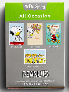 Peanuts Gang All Occasion Cards Boxed Set (Care and Concern, Get Well, and Birthday)