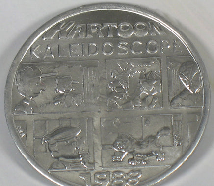1988 Mardi Gras Plastic Coin - Charlie Brown and Lucy Comic Panel - snoopn4pnuts.com