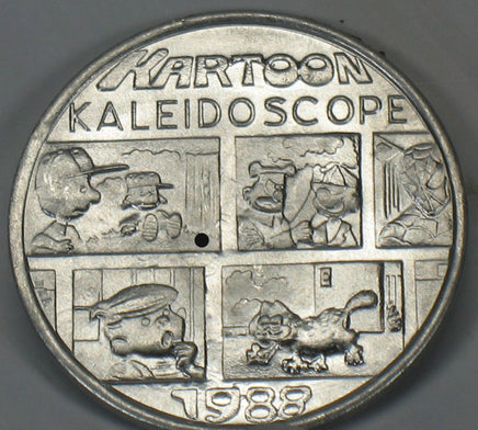 1988 Mardi Gras Plastic Coin - Charlie Brown and Lucy Comic Panel - snoopn4pnuts.com