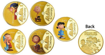 Peanuts 70th Anniversary Gold - Plated Commemorative Half Dollar Coin (Includes Snoopy Coin) - snoopn4pnuts.com