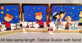 Danbury Mint Peanuts Christmas Glass Tiles Display With Ornaments