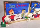 Danbury Mint Peanuts Christmas Glass Tiles Display With Ornaments