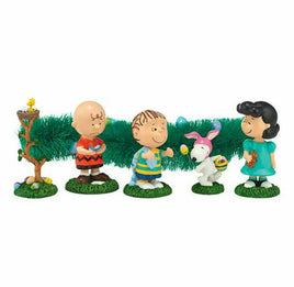 Dept. 56 "Easter Egg Hunt" 5 - Piece Figurine Set (*Woodstock Piece Damaged; No Green Garland) - snoopn4pnuts.com