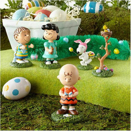 Dept. 56 "Easter Egg Hunt" 5 - Piece Figurine Set (*Woodstock Piece Damaged; No Green Garland) - snoopn4pnuts.com