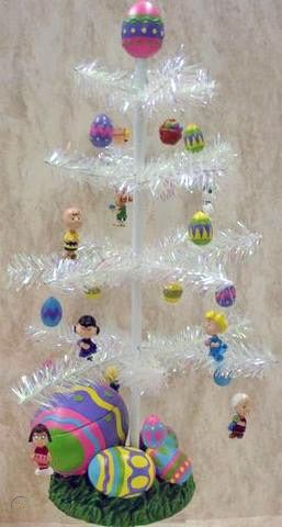 Dept. 56 Peanuts Easter Tree With Egg - Shaped Candy Dish and Ornaments - RARE! - snoopn4pnuts.com