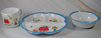 Peanuts 3 - Piece Vintage Melamine Dish Set With Divided Plate - snoopn4pnuts.com