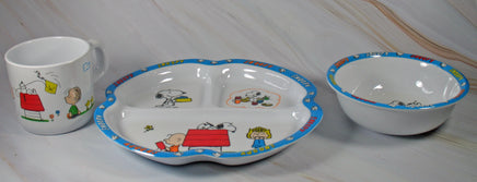 Peanuts 3 - Piece Vintage Melamine Dish Set With Divided Plate - snoopn4pnuts.com
