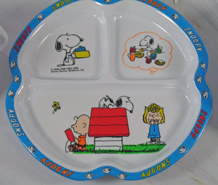 Peanuts 3 - Piece Vintage Melamine Dish Set With Divided Plate - snoopn4pnuts.com