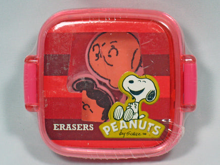 Peanuts 3 - Piece Eraser Set In Acrylic Storage Case - snoopn4pnuts.com