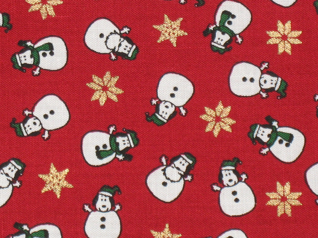 Snoopy Snowman Holiday Fabric - RARE Japanese Sample!