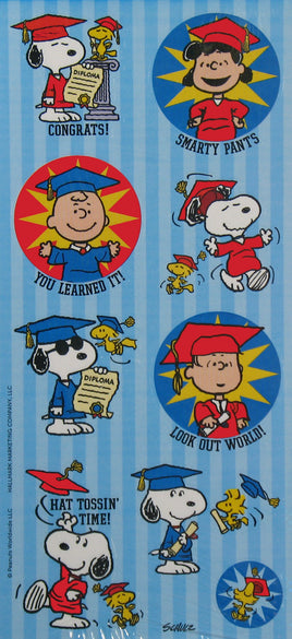 Peanuts Gang Holographic Graduation Stickers - snoopn4pnuts.com