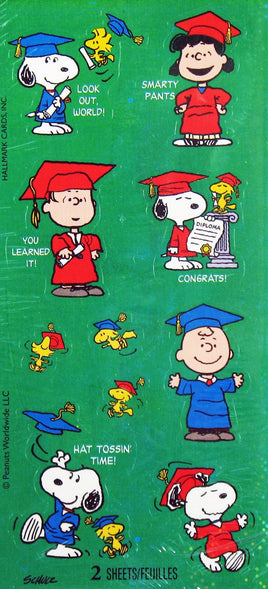 Peanuts Gang Holographic Graduation Stickers - snoopn4pnuts.com