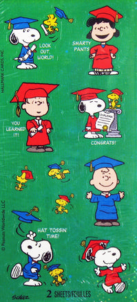 Peanuts Gang Holographic Graduation Stickers - snoopn4pnuts.com