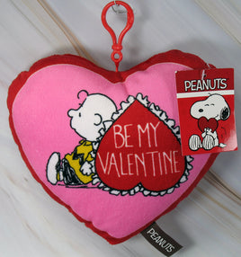 Peanuts Plush 7" Valentine's Day Heart Pillow With Caribiner Clip - Charlie Brown - snoopn4pnuts.com