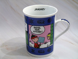 Danbury Mint Porcelain Calendar Mug - January: Winter Helper - snoopn4pnuts.com