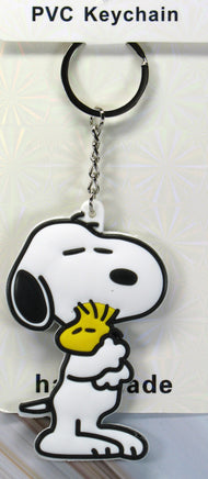 Peanuts Thick PVC Key Chain - Snoopy Hugs Woodstock - snoopn4pnuts.com