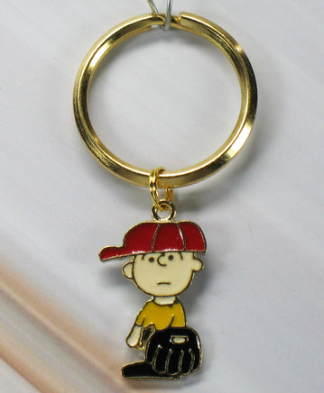 Charlie Brown Baseball Player Metal and Enamel Key Chain - snoopn4pnuts.com