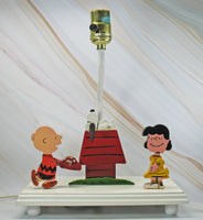 Peanuts Vintage Wooden 3 - Way Combination Lamp and Night Light - SUPER RARE! (Works Well But Missing Parts) - snoopn4pnuts.com