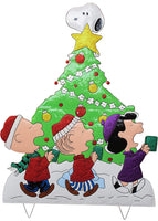 Peanuts Gang Caroling Hammered Metal Yard Art - 3 1/2 Feet High!