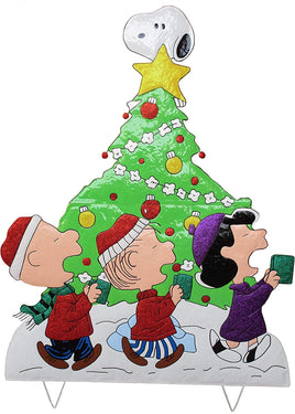 Peanuts Gang Caroling Hammered Metal Yard Art - 3 1/2 Feet High! - snoopn4pnuts.com