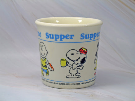 Peanuts Suppertime Vintage Mug (New But Flawed) - snoopn4pnuts.com