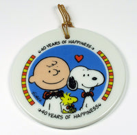 1990 Peanuts 40th Anniversary Porcelain Disk Ornament - 40 Years Of Happiness