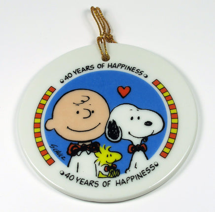 1990 Peanuts 40Th Anniversary Porcelain Disk Ornament - 40 Years Of Happiness