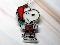 Snoopy Santa Faux Stained Glass Ornament