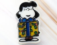 Lucy Holding Gift Faux Stained Glass Ornament
