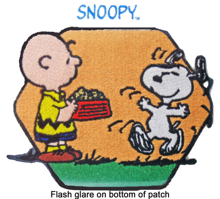 Willabee & Ward Embroidered Patch - Charlie Brown Feeding Snoopy RARE! - snoopn4pnuts.com
