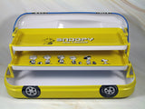 Snoopy Metal Car-Shaped Pencil Box With Multiple Hinged Trays - RARE!