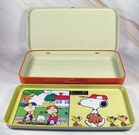 Snoopy and Charlie Brown Metal Pencil Box With Removable Tray - snoopn4pnuts.com