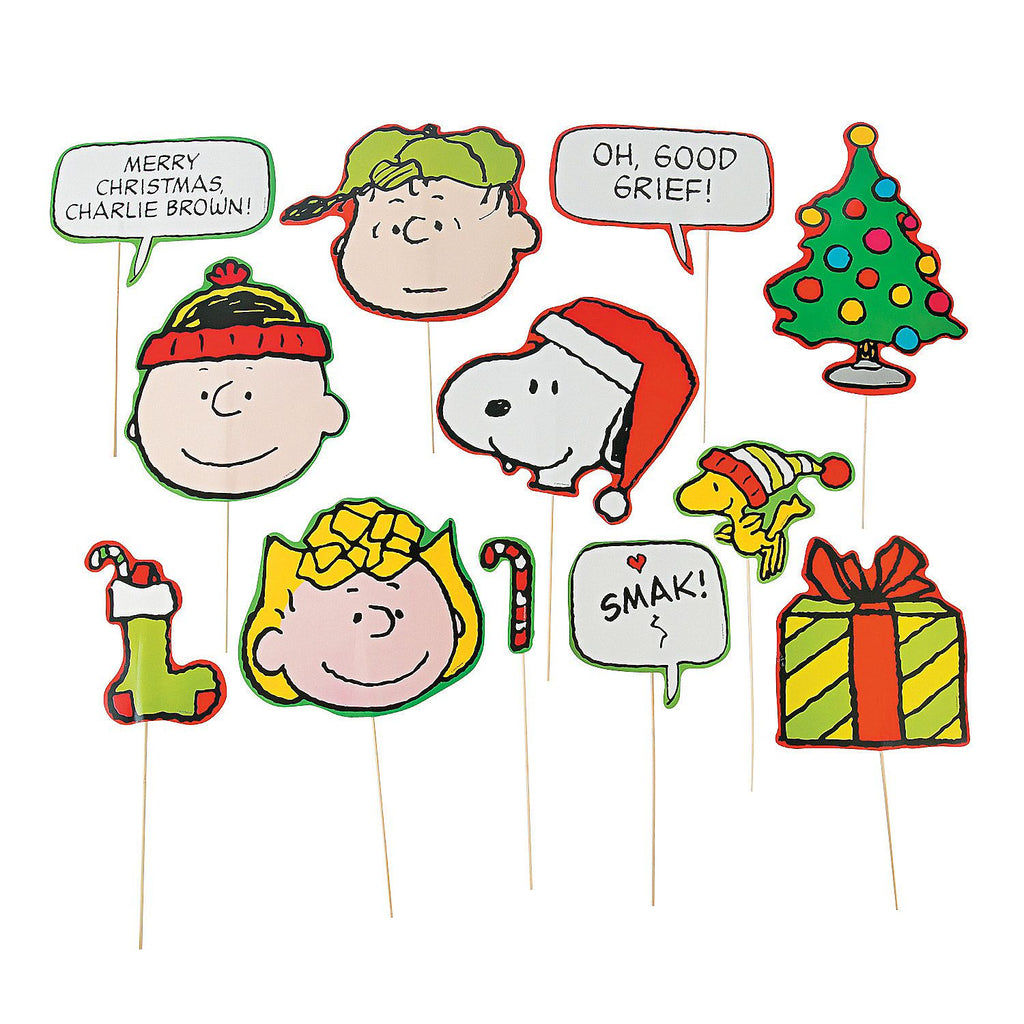 Peanuts Christmas Photo Prop Sticks 12-Piece Set