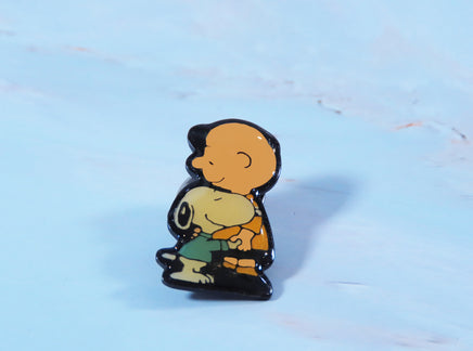 Peanuts Enamel Pin With Acrylic Overlay - Charlie Brown Hugs Snoopy - snoopn4pnuts.com