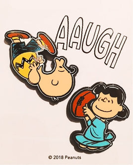 Charlie Brown and Lucy Enamel Pin Set - Kick The Ball Charlie Brown! - snoopn4pnuts.com