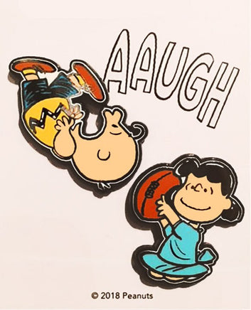 Charlie Brown and Lucy Enamel Pin Set - Kick The Ball Charlie Brown! - snoopn4pnuts.com